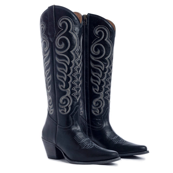 Cowgirl Boots: Nalenjandra Knee length- Black